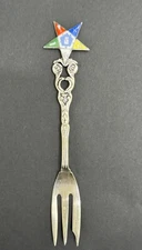 Silver Plate Order of Eastern Star Masonic Cocktail Fork Made in Germany 4.5"