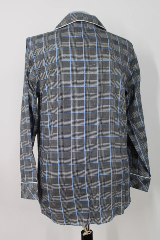 Nuevo con etiquetas Top Pijama Lauren Ralph Lauren MP Negro Azul Cuadros Manga Larga Foto 4 de 4