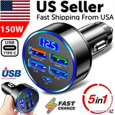 5 USB Port Super Fast Car Charger Adapter For iPhone Samsung Android Cell Phone