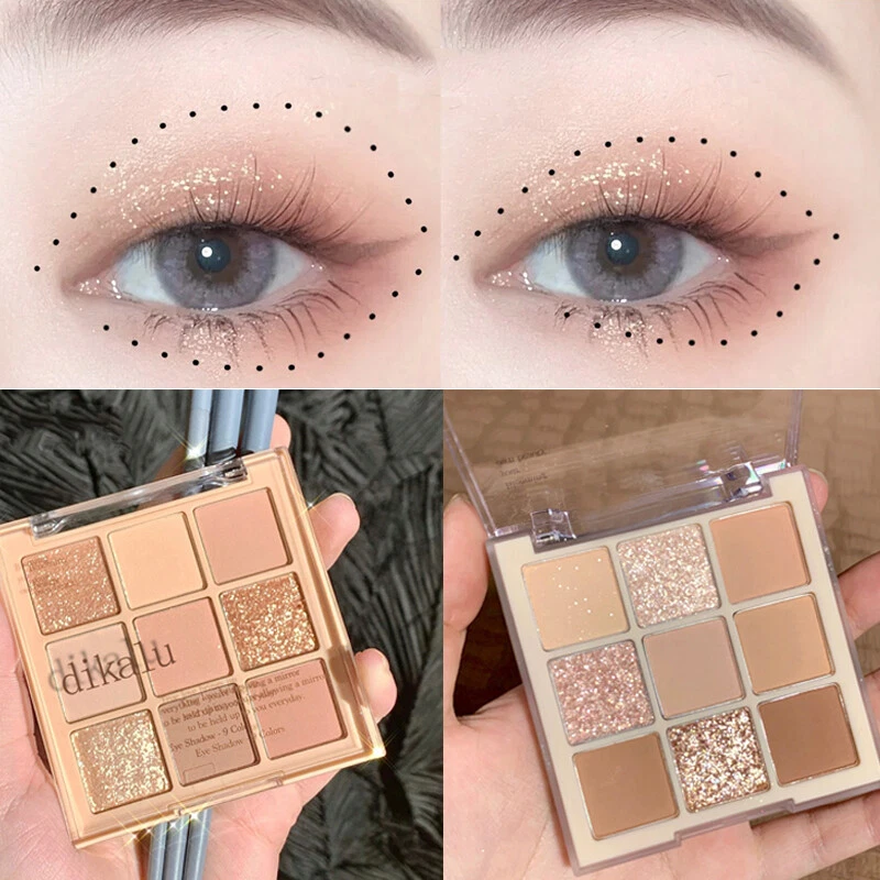 Highly Pigmented Glitter Eyeshadow Shimmer Palette 9 Colours Eye