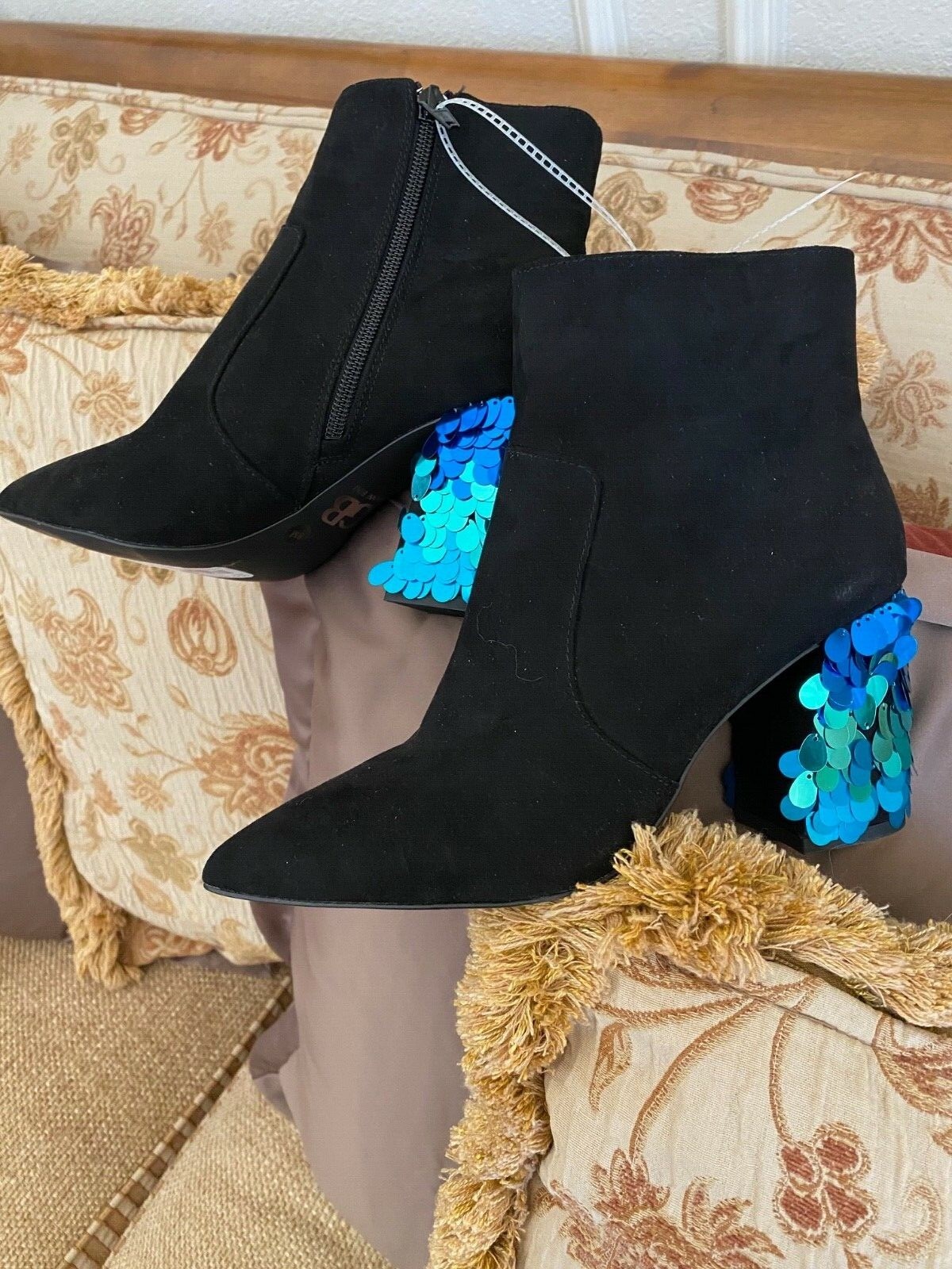 GIANNI BINI BLACK SUEDE ANKLE BOOTS 