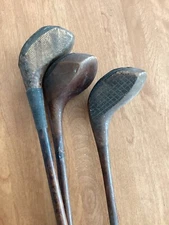 Antique Hickory Wood Shaft Bulldog Golf Clubs For Refurbishing Or Display