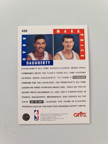 1992-93 NBA Upper Deck Mark Price & Brad Daugherty #498 π₯ Scoring Threats - Picture 2 of 3