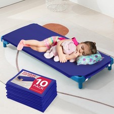 10 Pcs Cot Sheets for Daycare, 23 x 51, Blue Microfiber with Corner Elastic