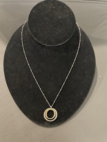 STERLING SILVER ARTISAN MADE DOUBLE CIRCLE NECKLACE 18”