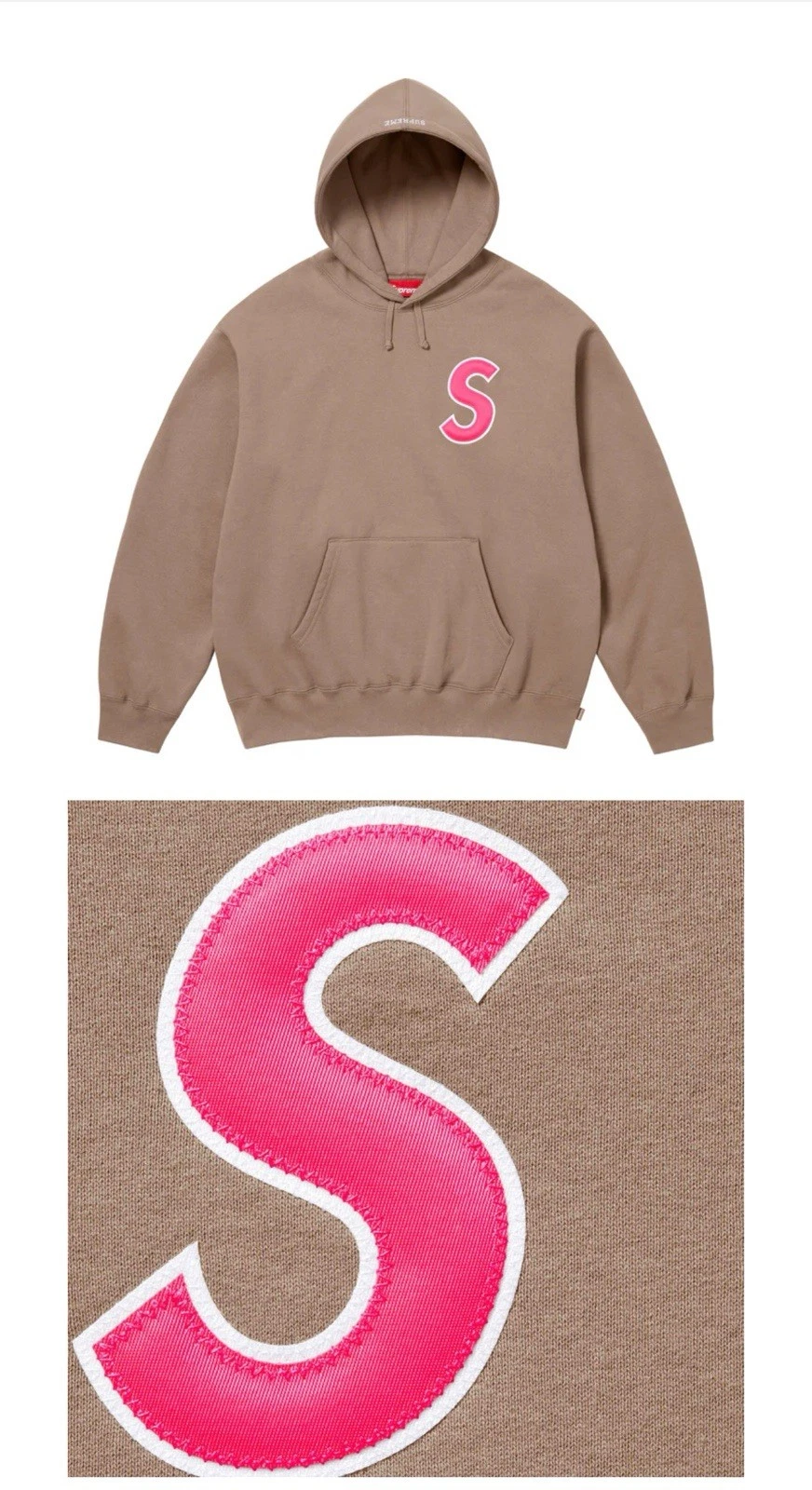 Sweat à capuche logo Supreme S PETIT marron poussiéreux Travis Scott Nike
