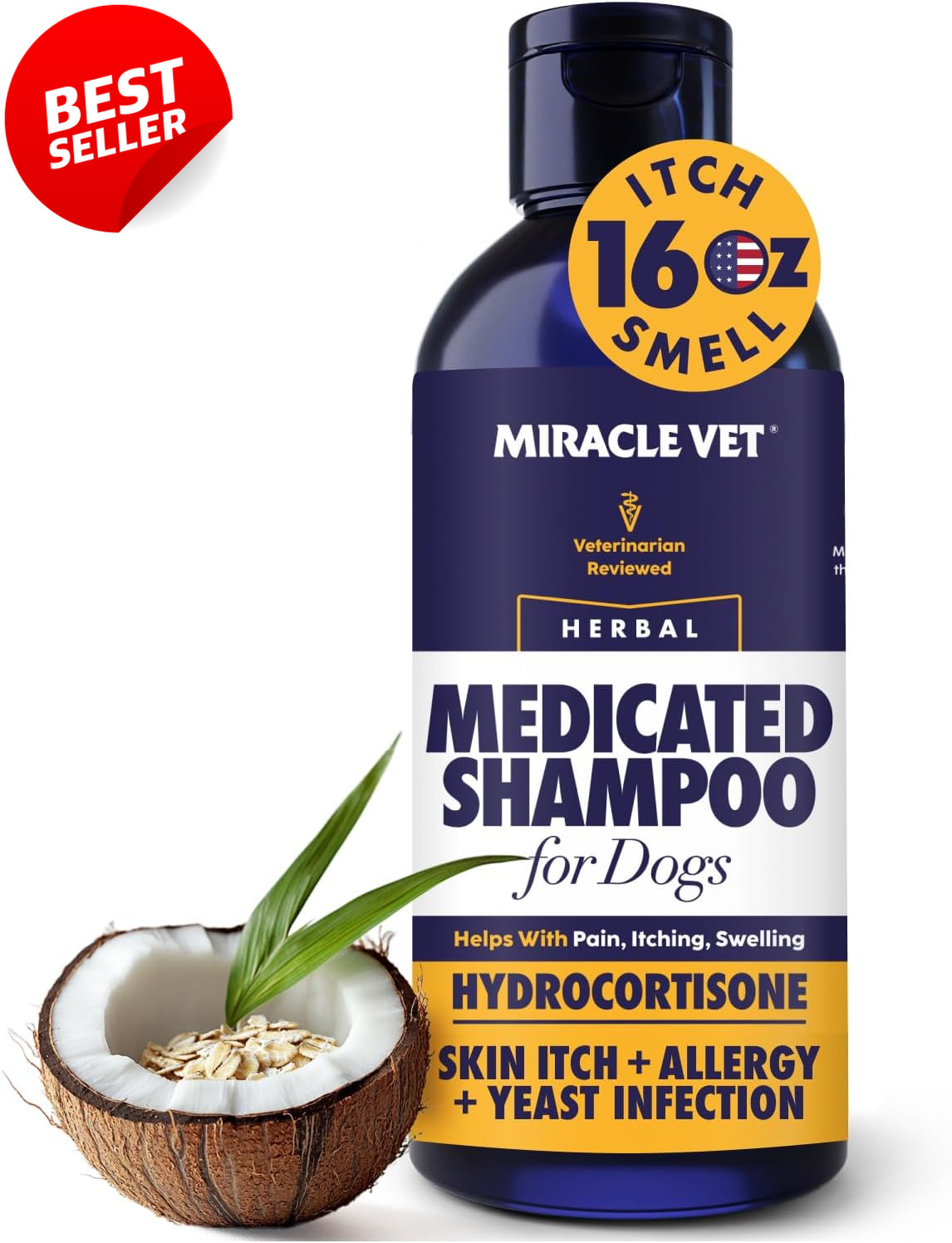 Medicated Dog Shampoo Itchy Skin Yeast Hot Spot Hydrocortisone 16oz US