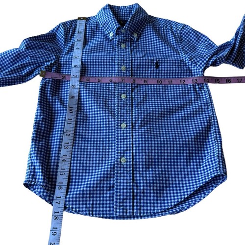 Kids Ralph Lauren Blue White Gingham Cotton Long Sleeve Formal Button Up Shirt 5 - Picture 6 of 6