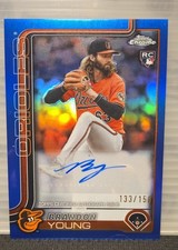 2025 Topps Chrome Update Series Brandon Young Blue Refractor #133/150 (AU, RC)
