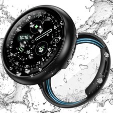 Waterproof Case For Google Pixel Watch 4 45mm Screen Protector Bumper Black