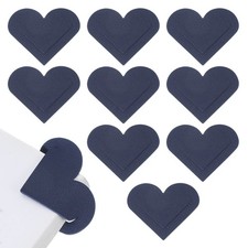 10pcs Leather Heart Bookmarks Corner Page Book Marks Accessories, Dark Blue