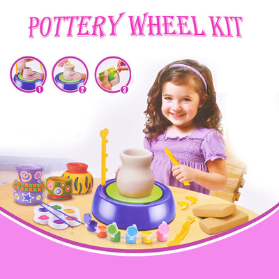 Bginners Pottery Wheel Kit Craft Toys For Kids With Paints And Tools Diy Toy Cla