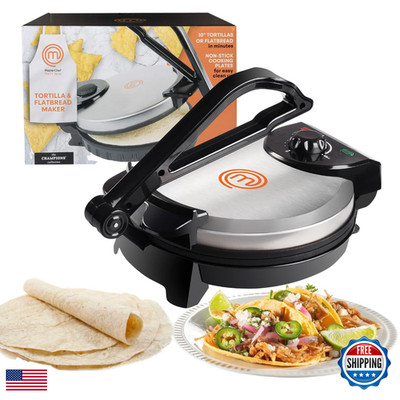 Masterchef Electric Tortilla Maker- Homemade Flatbread Pitas Bread Tortillas-