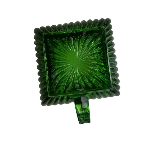 CREMA VETRO PRESSATO VERDE SMERALDO VINTAGE EAPG Glasport bordo oro #1506 - Foto 6 di 7