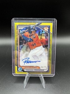 PASCANEL FERRERAS 2024 BOWMAN CHROME 1ST YELLOW REFRACTOR AUTO #’d /75 CPA-PF