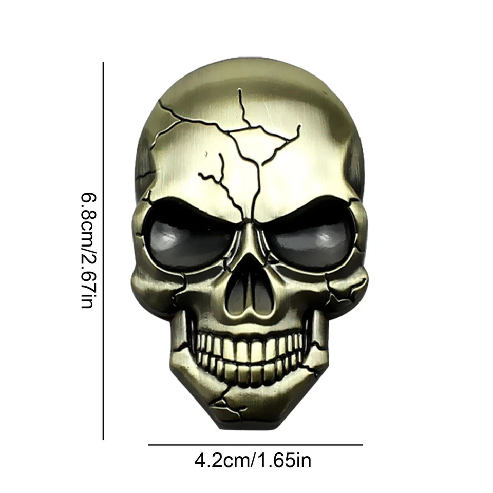 1-4PCS 3D Skull SOLID Metal Badge 3M Sticker Decal Emblem Car Motorcycle Truck - Image 3 of 4