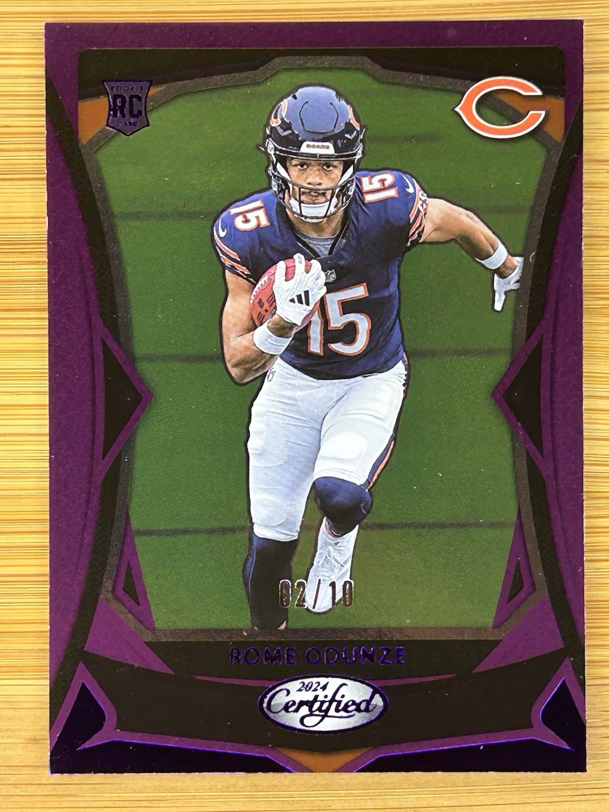 (#/10) 2024 Certified Rome Odunze #107 Rookie Purple Mirror FOTL