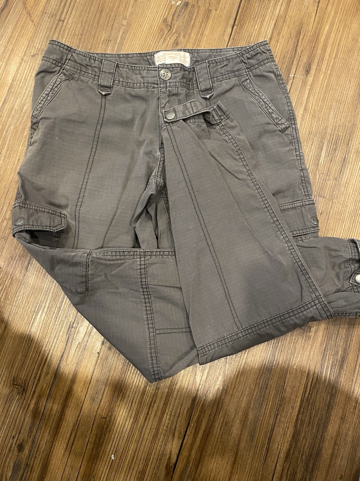 VINTAGE Eddie Bauer Gray Ripstop Fleece Lined Cargo Hiking Pants Sz 6 Petite image 4