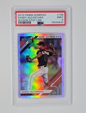2019 Panini Donruss Sandy Alcantara Season Stat Line #'d 1 /34 PSA Mint 9
