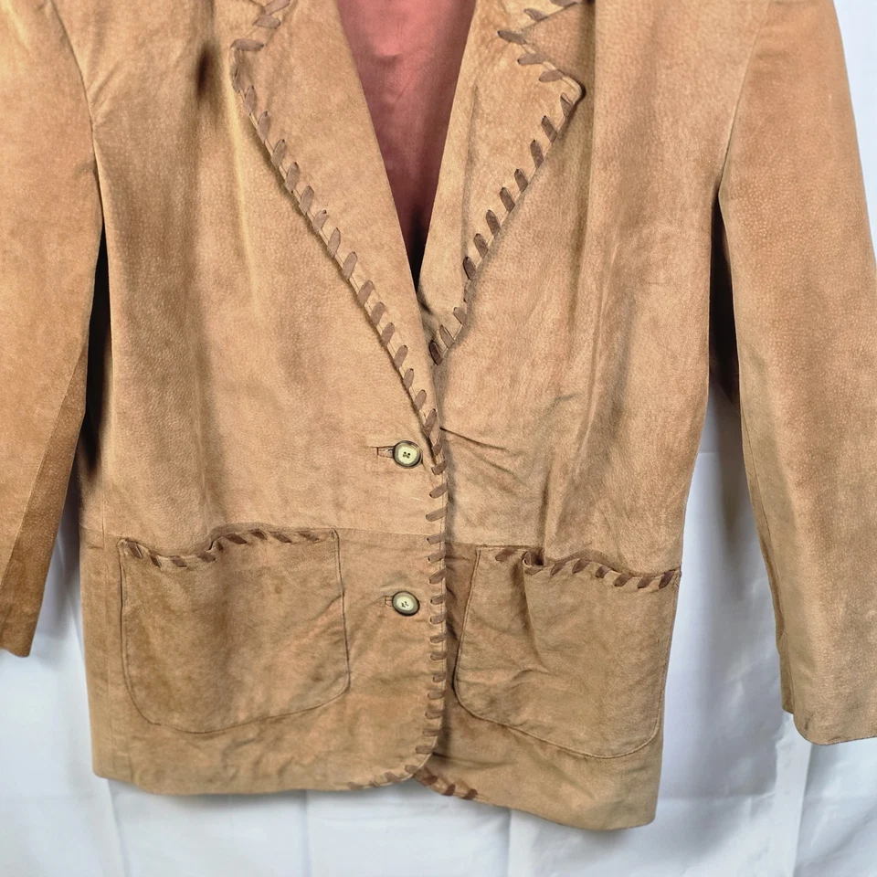 Chaqueta de cuero marrón estilo occidental medio renacentista vintage para mujer  Foto 2 de 4