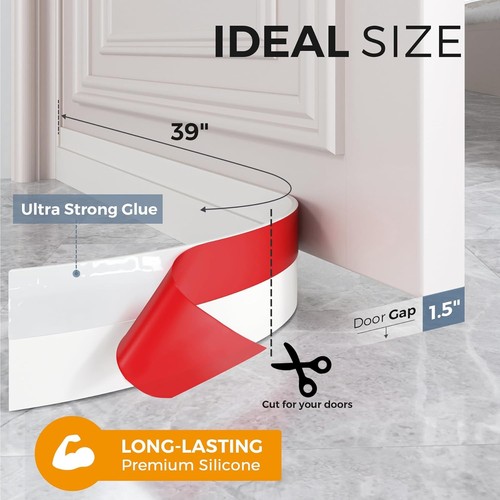Paquete de 2 tapones de tiro para puertas GroTheory, bajo barrido 39" L-blanco, blanco - Imagen 4 de 7