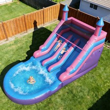 Commercial PVC Inflatable Bounce House Dual Water Slides for Adults Outdoor Yard