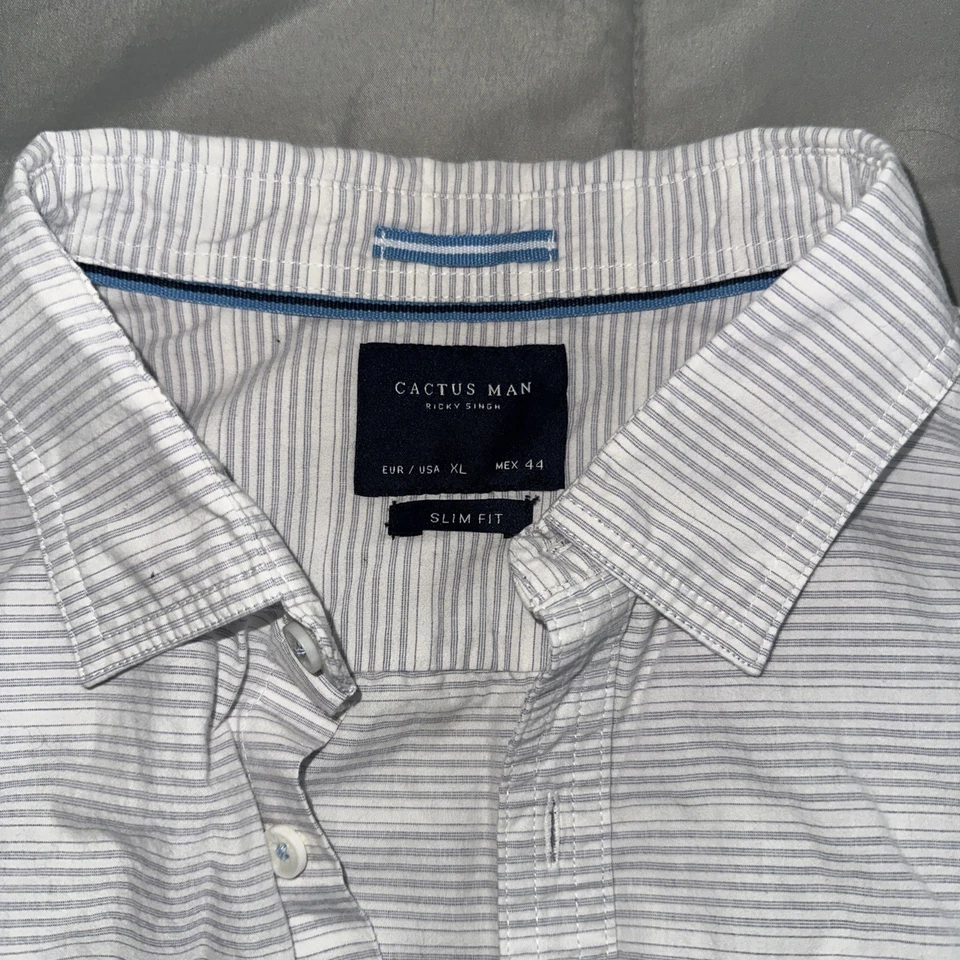 Cactus Man Ricky Singh Men's Short Sleeve Button-Up Striped Shirt XL - Image 2 of 4