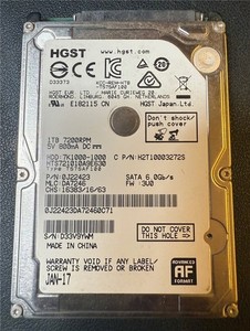 HGST, 1TB, 7K1000-1000, HTS721010A9E630, S/N: D33V9YWM, SATA HDD