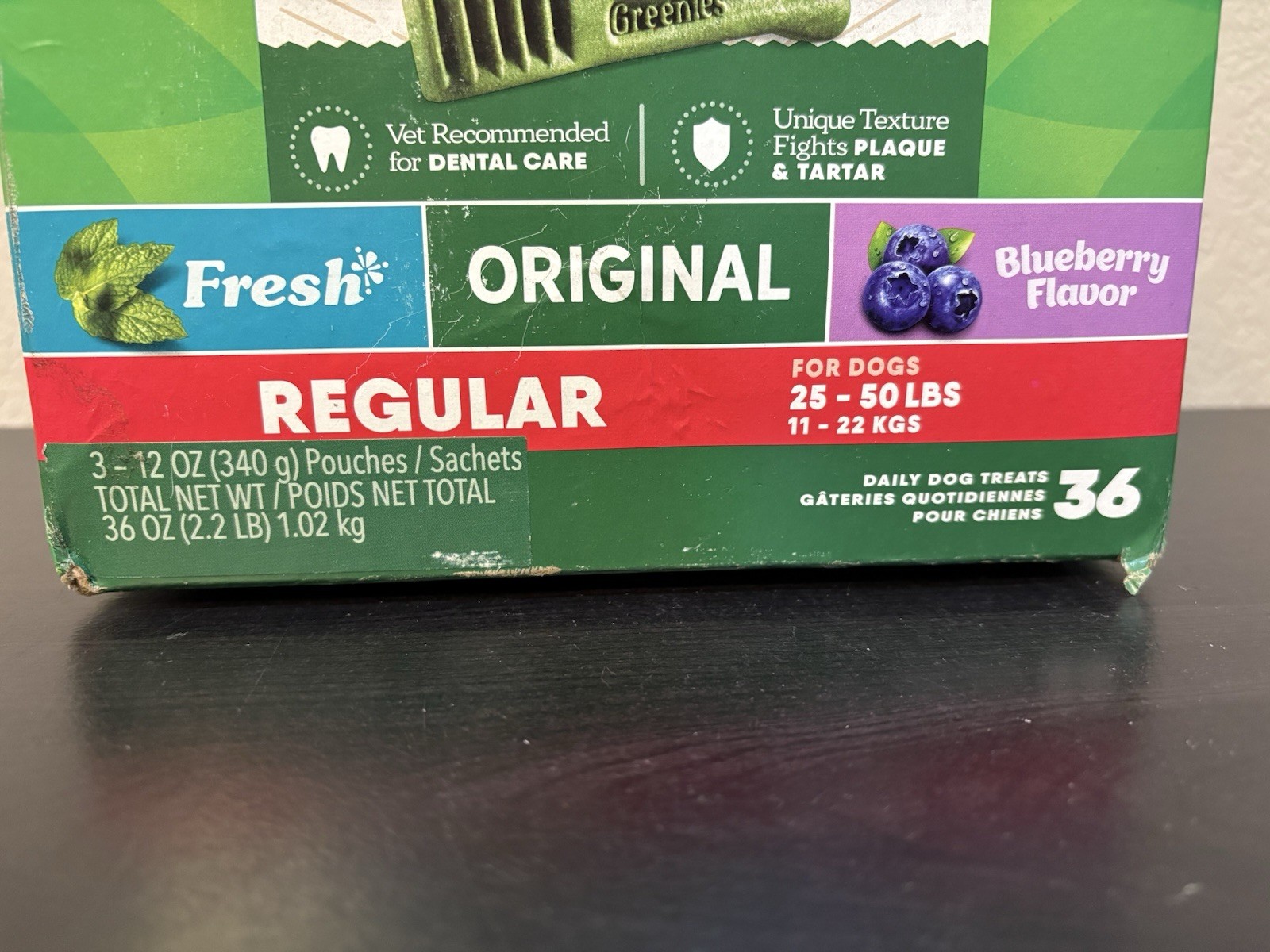 GREENIES 3 Flavor Variety Regular Size Dental Dog Treats 36 Count New In Box