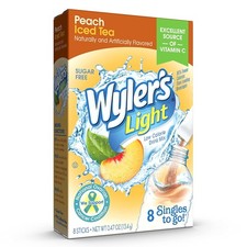 x2 Wylers Light Peach Iced Tea Singles To Go Drink Mix Sugar Free Lot of 2