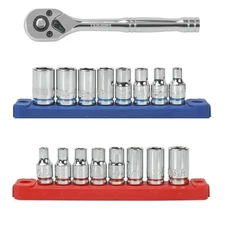 1/4 Inch Drive Ratchet and Socket Set 19 Piece Mechanics Tool Kit
