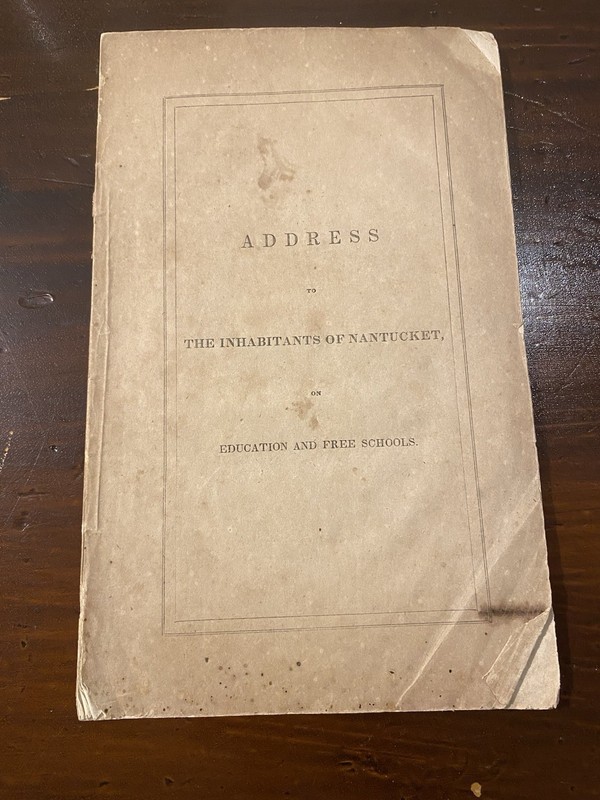 1838 Nantucket Education & Free Schools Address Pamphlet Massachusetts History