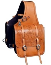 Western Horse Leather Saddle Bag Heavy Duty Traditional Trail Ride  Saddle Bag.