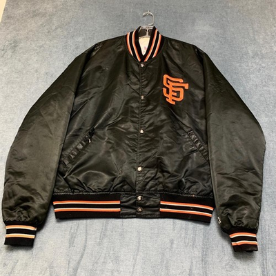 #ad VTG 80#x27;s Starter Diamond Coll Bomber Jacket Mens XL Black San Francisco Giants $186.99