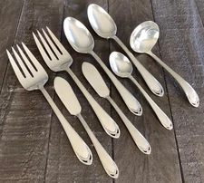 8 International Rogers Bros LOVELACE Serving Pieces—Forks, Spoons, Ladle, Butter