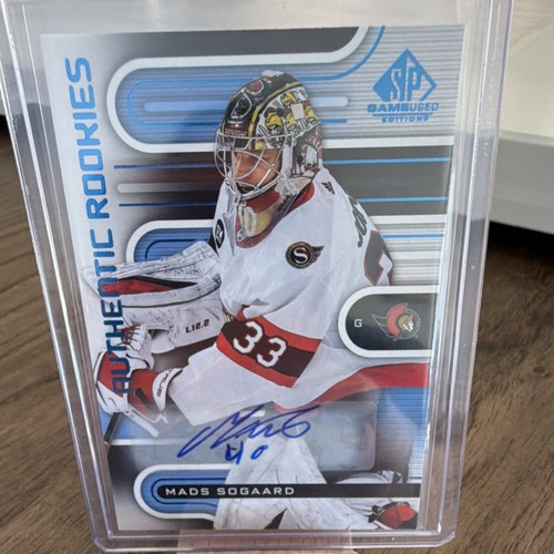 Upper Deck SP Game Used Autographed Mads Sogaard #185 Senators 2022-23