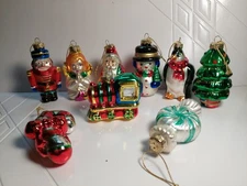 Vintage Mini Glass Christmas Ornaments Lot of 9 Holiday Decor