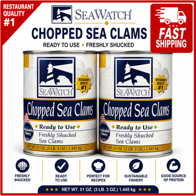 Chopped Sea Clams 2/51 Oz. premium quality,Freshly Shucked & Packed,Ready to Use