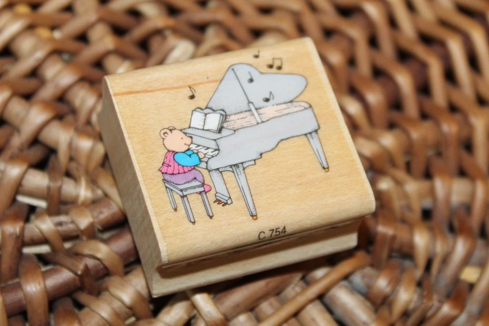 HERO ARTS {Медведь Бетховена} резиновый штамп деревянный смонтированный пианист 1993 музыкант - Изображение 2 из 4