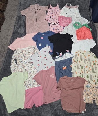 Girls 2T Spring Summer Lot Of 20 Dress Tops Shorts Romper Easter 4th Of July