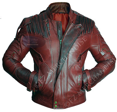 Mens Avengers Infinity War Star Lord Galaxy Jacket Vintage Biker Leather  Jacket
