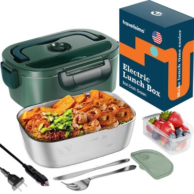 Electric Lunch Box For Adults 80w Heated Lunch Box 1.5l Stainless Steel Heated L