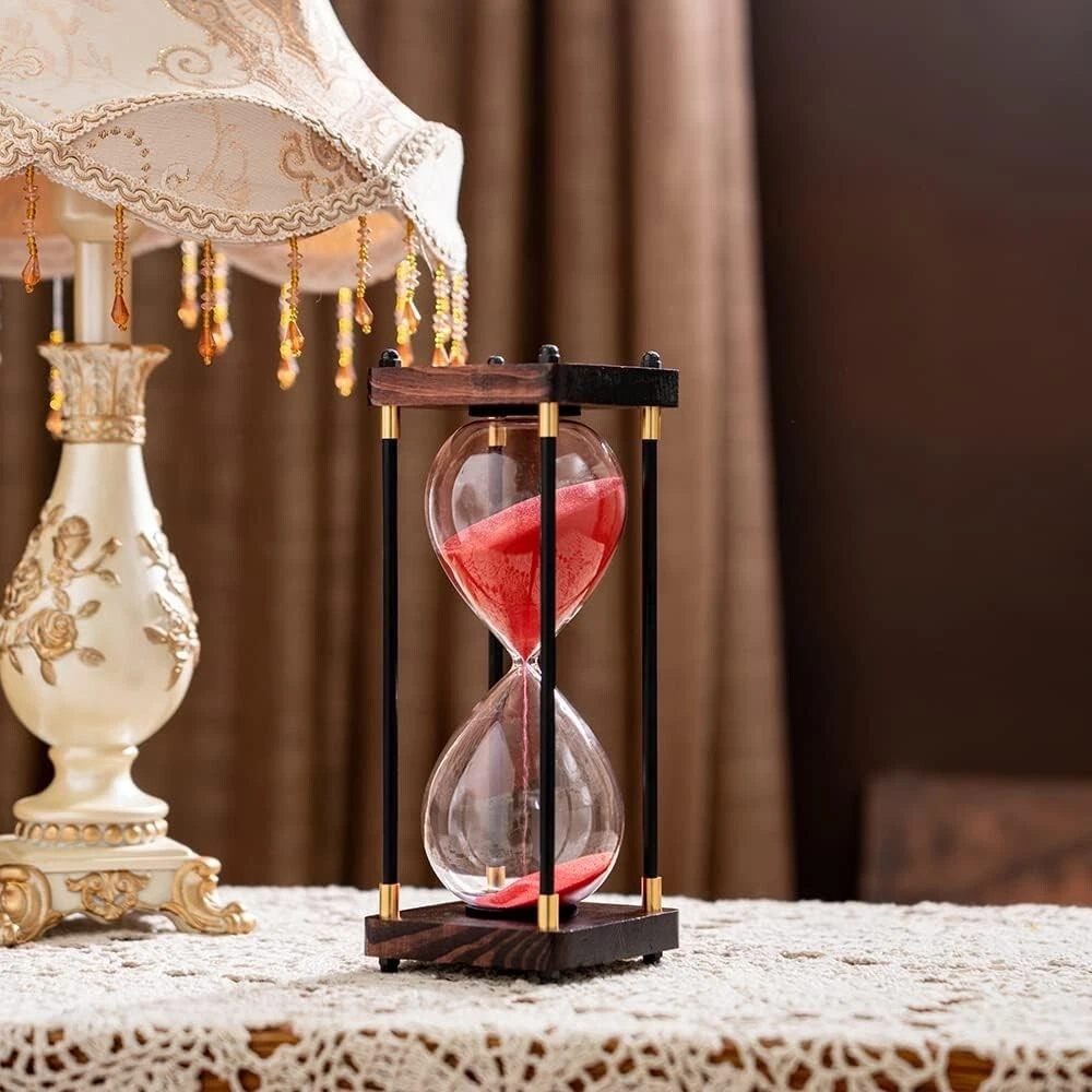 KS MART Large Sand Timer 60 Minutes | Wooden Hourglass Timer Vintage Home Office
