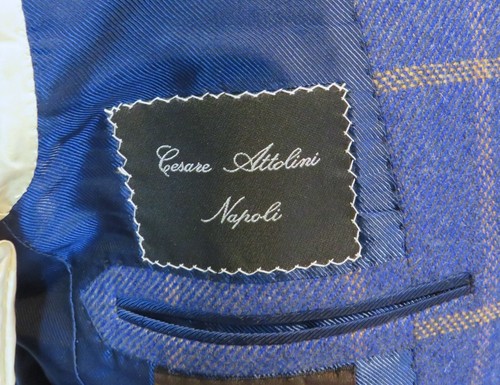 Cesare Attolini Custom Made Blue Plaid Cashmere Three Button Sport Coat 36R - Picture 16 of 16