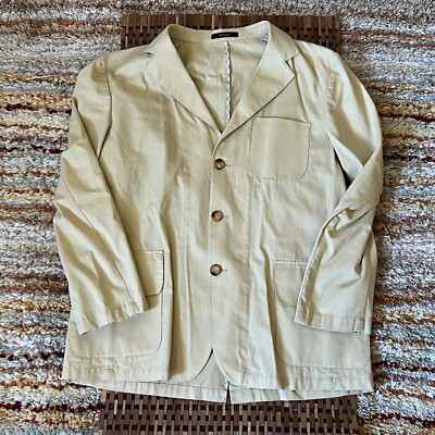 Barbour Khaki Canvas Blazer Jacket Button Down Khaki Men's Size Large L