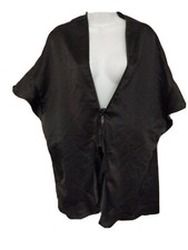 VICTORIA S SECRET Black Satin Flutter Sleeve Kimono Robe Bed Jacket Lingerie