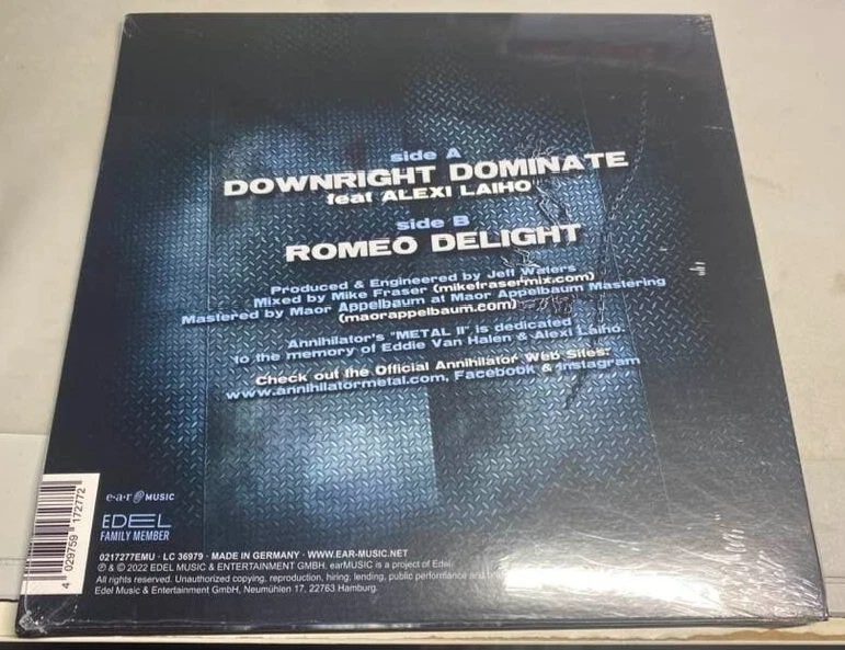 ANNIHILATOR - ´´DOWNRIGHT DOMINATE´´ - RARE SPEED METAL   7´´ CLEAR VINYL - Bild 2 von 2