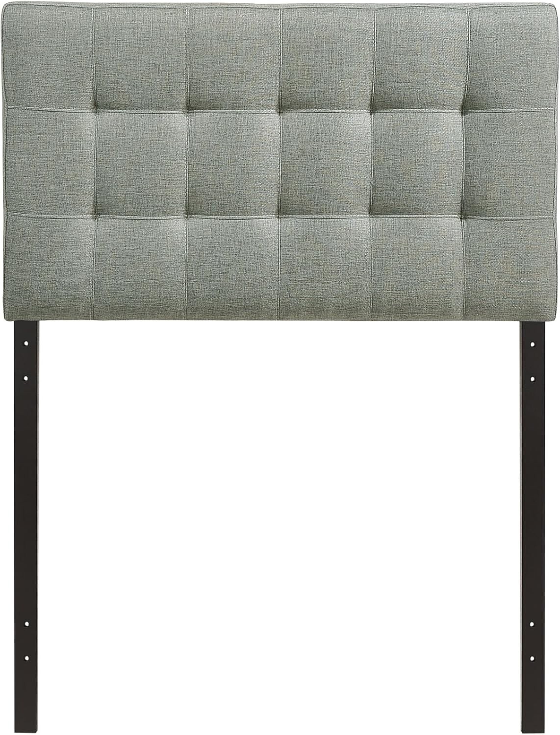 Modway Lily Tufted Linen Fabric Upholstered Twin Headboard in Gray
