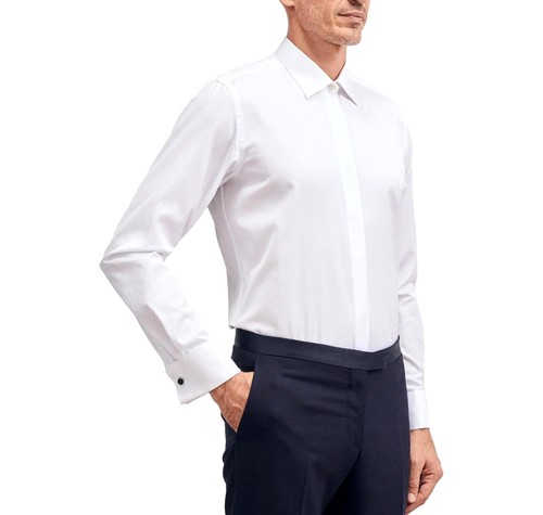 XACUS Camicia Cerimonia Uomo Doppi Polsi Collo italiano Twill Colore Bianco - Foto 2 di 4