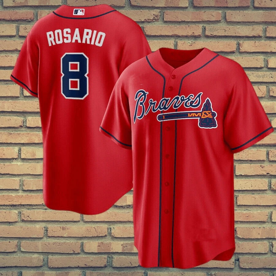 Braves Eddie Rosario Printed Red Size S-5XL Baseball Jersey